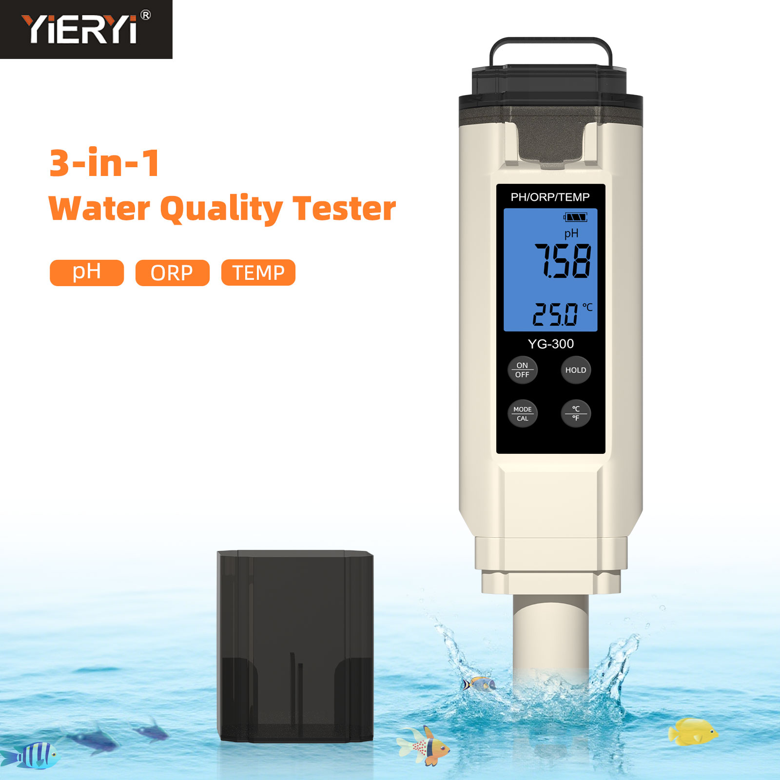 Marine Aquarium Water Analyzer - Yieryi Digital 3 en 1 medidor
